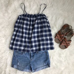 Madewell Indigo Plaid Tank Top Size Small